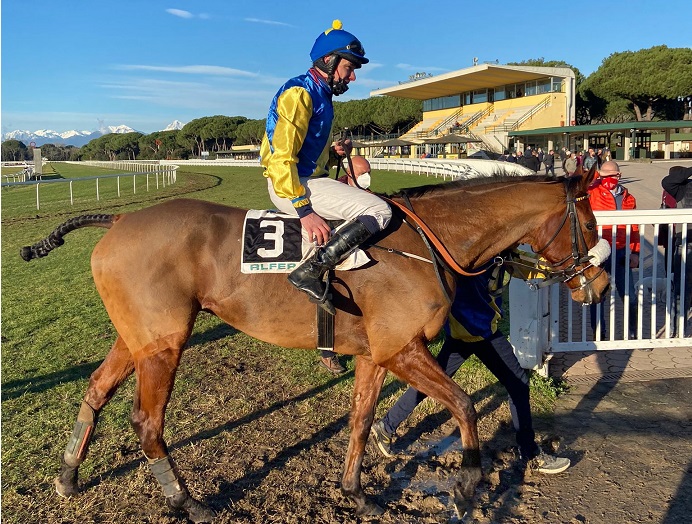 ITALIA. Dominique domina la Gran Siepi di Pisa, ottimo secondo la novità di Marco Biffi Bowler Hat, terzo Beau Saonois. Gabriele Agus doppio d’autore, vince in apertura con il veterano Quick Davier sullo steeple, replica nella Corsa Siepi per i 4 anni grazie all’esordiente Glory Maker, seconda la compagna Lady Minx