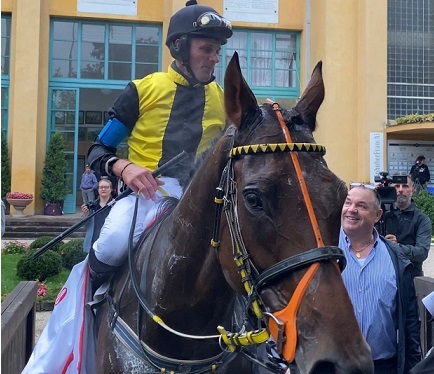 ITALIA. Sventola il giallo nero di Josef Aichner. Alla vigilia del Merano, il team sarentinese vince tutte e tre le pattern del sabato. En plein nella gran siepi con Zanini e Mauricius, Zio Reginaldo nello Steeple Chase d’Italia, e Brunch Royal nel selettivo Nazioni; torna alla vittoria Josef Bartos